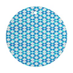 Fabric Geometric Aqua Crescents Round Ornament (two Sides) by Celenk