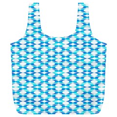 Fabric Geometric Aqua Crescents Full Print Recycle Bags (l)  by Celenk