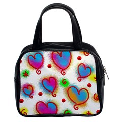 Love Hearts Shapes Doodle Art Classic Handbags (2 Sides) by Celenk