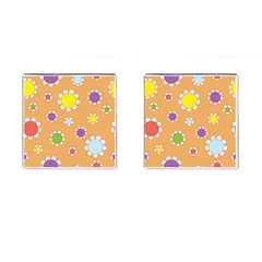 Floral Flowers Retro 1960s 60s Cufflinks (square) by Celenk
