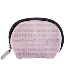 Vintage Pink Music Notes Accessory Pouches (small)  by Celenk