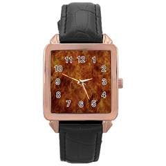 Abstract Flames Fire Hot Rose Gold Leather Watch  by Celenk