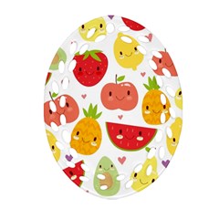 Happy Fruits Pattern Ornament (oval Filigree) by Bigfootshirtshop