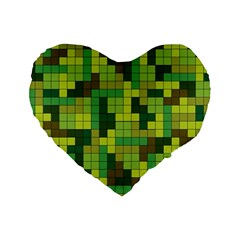 Tetris Camouflage Forest Standard 16  Premium Flano Heart Shape Cushions by jumpercat