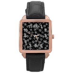 A Lot Of Skulls Black Rose Gold Leather Watch  by jumpercat