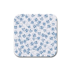 A Lot Of Skulls Blue Rubber Square Coaster (4 Pack)  by jumpercat