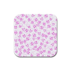 A Lot Of Skulls Pink Rubber Square Coaster (4 Pack)  by jumpercat