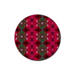 Christmas Colors Wrapping Paper Design Rubber Coaster (round) 