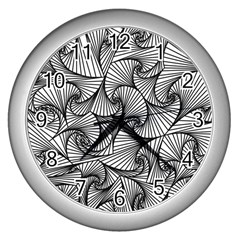 Fractal Sketch Light Wall Clocks (silver)  by jumpercat