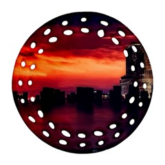 New York City Urban Skyline Harbor Round Filigree Ornament (two Sides) by BangZart