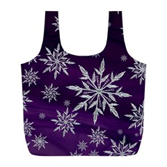 Christmas Star Ice Crystal Purple Background Full Print Recycle Bags (l)  by BangZart