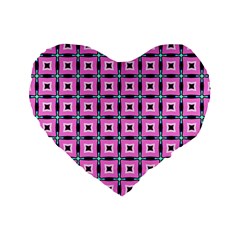 Pattern Pink Squares Square Texture Standard 16  Premium Flano Heart Shape Cushions by BangZart