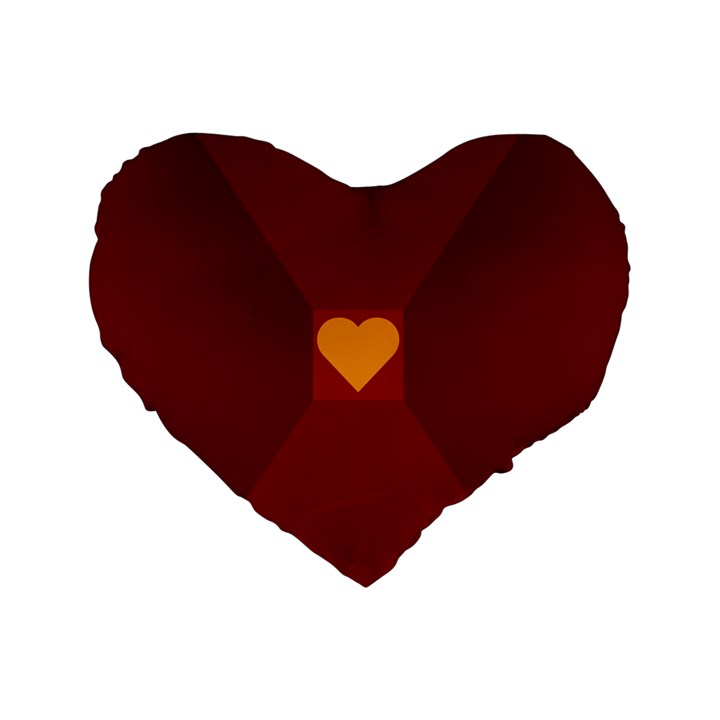 Heart Red Yellow Love Card Design Standard 16  Premium Flano Heart Shape Cushions