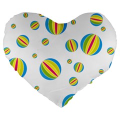 Balloon Ball District Colorful Large 19  Premium Heart Shape Cushions by BangZart