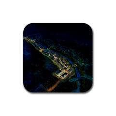 Commercial Street Night View Rubber Square Coaster (4 Pack)  by BangZart