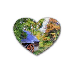 Landscape Blue Shed Scenery Wood Heart Coaster (4 Pack)  by BangZart