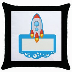 Rocket Spaceship Clip Art Clipart Throw Pillow Case (black) by Celenk