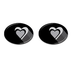 Heart Love Black And White Symbol Cufflinks (oval) by Celenk