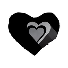 Heart Love Black And White Symbol Standard 16  Premium Flano Heart Shape Cushions by Celenk