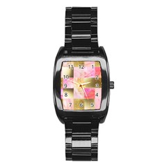 Collage Gold And Pink Stainless Steel Barrel Watch by NouveauDesign