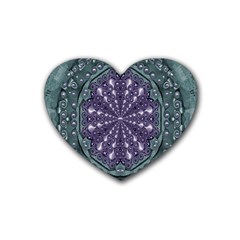 Star And Flower Mandala In Wonderful Colors Rubber Coaster (heart)  by pepitasart