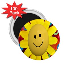 Sun Laugh Rays Luck Happy 2 25  Magnets (100 Pack)  by Celenk