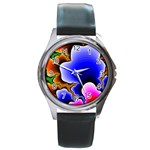 Fractal Background Pattern Color Round Metal Watch