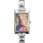 Fabric Textile Abstract Pattern Rectangle Italian Charm Watch