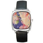 Fabric Textile Abstract Pattern Square Metal Watch