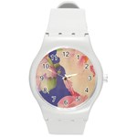 Fabric Textile Abstract Pattern Round Plastic Sport Watch (M)