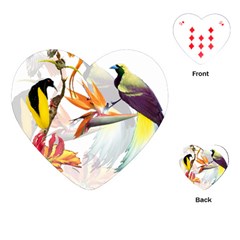 Exotic Birds Of Paradise And Flowers Watercolor Playing Cards (heart)  by TKKdesignsCo
