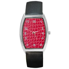 Textile Texture Spotted Fabric Barrel Style Metal Watch by Celenk
