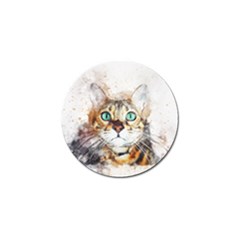 Cat Animal Art Abstract Watercolor Golf Ball Marker by Celenk