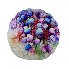 Berries Pink Blue Art Abstract Standard 15  Premium Round Cushions by Celenk