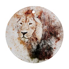 Lion Animal Art Abstract Round Ornament (two Sides) by Celenk