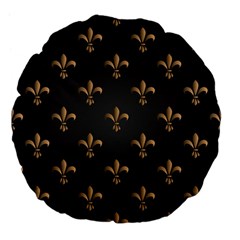 Fleur De Lis Large 18  Premium Flano Round Cushions by NouveauDesign