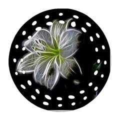 White Lily Flower Nature Beauty Ornament (round Filigree) by Celenk
