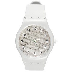 Sheet Music Paper Notes Antique Round Plastic Sport Watch (m) by Celenk