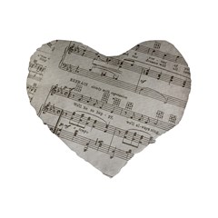Sheet Music Paper Notes Antique Standard 16  Premium Flano Heart Shape Cushions by Celenk