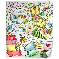 Doodle New Year Party Celebration Canvas 11  X 14   by Celenk