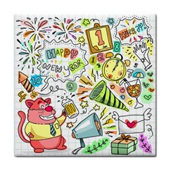 Doodle New Year Party Celebration Face Towel by Celenk