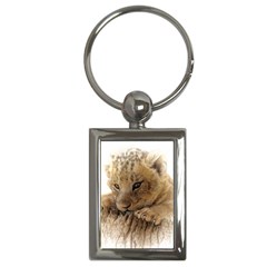 Lion Cub Close Cute Eyes Lookout Key Chains (rectangle)  by Celenk