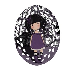 Dolly Girl In Purple Ornament (oval Filigree) by Valentinaart
