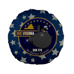 Uss Virginia (ssn 774) Crest Standard 15  Premium Round Cushions by Bigfootshirtshop