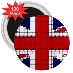 Union Jack Flag Uk Patriotic 3  Magnets (100 Pack) by Celenk