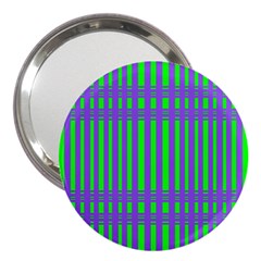 Bright Green Purple Stripes Pattern 3  Handbag Mirrors by BrightVibesDesign