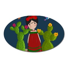 Frida Kahlo Doll Oval Magnet by Valentinaart