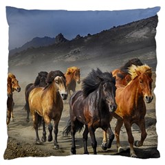 Horses Stampede Nature Running Standard Flano Cushion Case (one Side) by Celenk