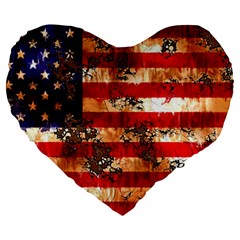 American Flag Usa Symbol National Large 19  Premium Flano Heart Shape Cushions by Celenk