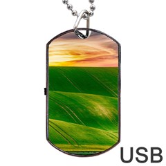 Hills Countryside Sky Rural Dog Tag Usb Flash (two Sides) by Celenk